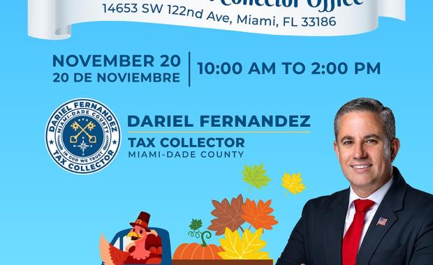 Miami-Dade Tax Collector Dariel Fernandez Invites Community to Thanksgiving Turkey Drive at Coral Reef Office